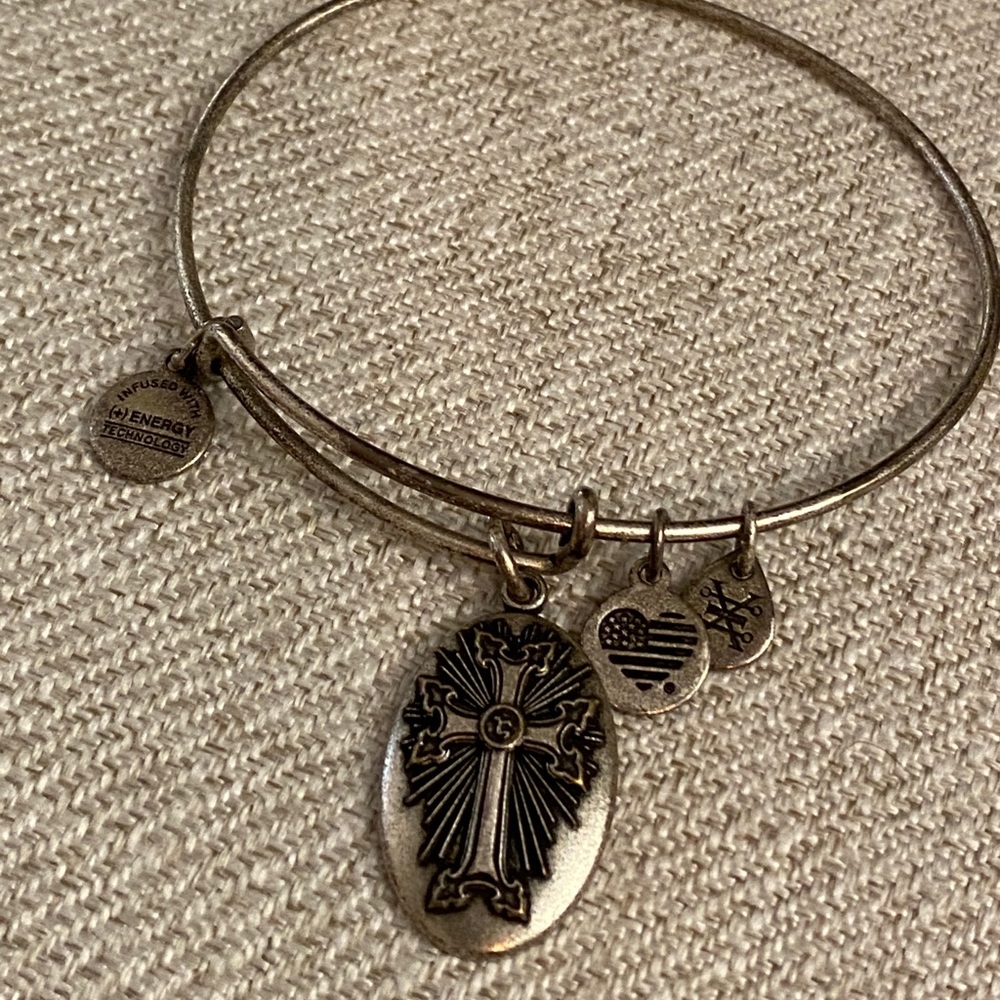 Silver Alex and Ani Armenian cross Bangle bracelet